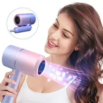 Мини складной фен 800 Вт с сумкой для переноски, уход за волосами с горячим воздухом и анионами для дома, дорожный фен для общежития 110 В-240 В us