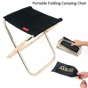 Мини-складной стул для кемпинга на открытом воздухе, стул для рыбалки из алюминиевого сплава, переносной стул для кемпинга и барбекю. Black