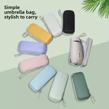 Мини-складной зонт с 6 спицами: Черный клей солнцезащитный зонт для женщин