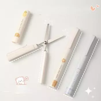 Мини-складные ножницы, простые канцелярские ножницы с милым мультяшным медведем и кроликом, милые маленькие портативные ножницы в стиле ручки 14*1.5cm