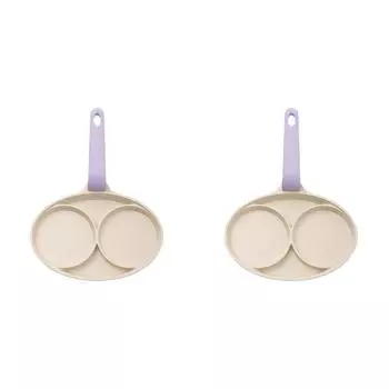 Мини-сковорода для омлета с антипригарным покрытием, сковорода для яиц с 2 отверстиями, кухонная посуда (фиолетовый)