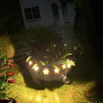 Мини-скульптура черепахи на солнечных батареях с подсветкой, водонепроницаемая, устойчивая к ультрафиолетовому излучению, черепаха-цветок A