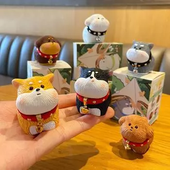 Мини-скульптура щенка, мультяшная собака из смолы, украшение для стола, миниатюрная фигурка щенка для домашнего офиса, книжной полки, украшения гостиной темно-коричневого