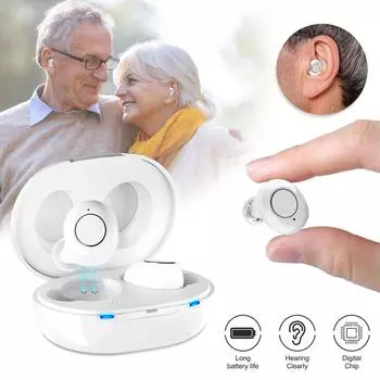 Мини-слуховые аппараты для глухоты, беспроводной усилитель слуха для пожилых людей, перезаряжаемый усилитель звука, волшебные уши чёрный