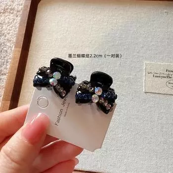 Mini Small Clip-On, Bow Rhinestone Hair Clip for Women, Delicate and Petite Bangs Side Hair Clip