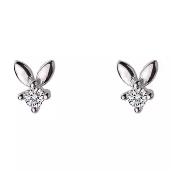 Mini Small Earbone Stud Female Student Commuting Mori Series Diamond-Encrusted Rabbit Ears Bunny Sleeping Free Earrings