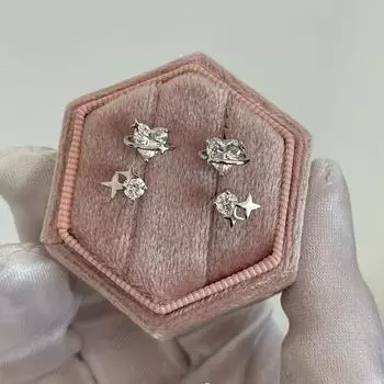 Mini Small Exquisite Zircon Love Meteor Stud Earrings Female Simple Personality Elegant Versatile Earrings