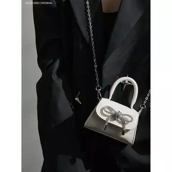 Mini Small Square Bag Bowknot Niche Design High-Grade Sense Girl Chains Lipstick Headphones Crossbody Pack Fashion Popular