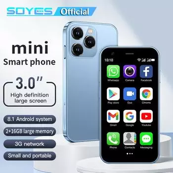 Мини-смартфон SOYES XS15, 3,0-дюймовый дисплей, 2 ГБ ОЗУ, 16 ГБ ПЗУ, поддержка Bluetooth, WIFI, Android 8,1, мобильный телефон 2GB RAM 16GB ROM синий
