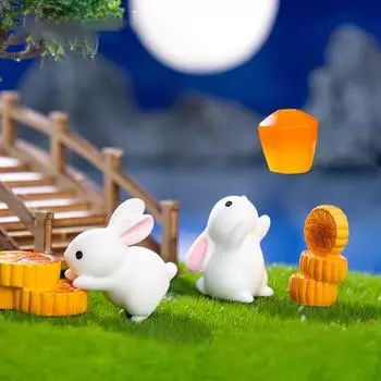Мини смоляной фонарь Kongming, маленькая статуэтка кролика, микроландшафтное украшение для автомобиля, домашнего рабочего стола, украшения A3