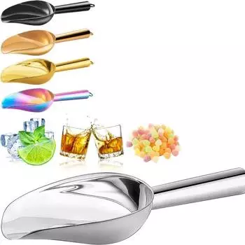 Мини-совок для льда, ложки из нержавеющей стали на унцию для кубиков льда/конфет/муки/сахара, металлические универсальные совки для канистр, выпечки, кухонной кладовой 8in серебряный