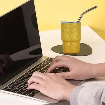 Мини-стакан для шотов с крышкой, герметичная термостойкая нержавеющая сталь, изолированная соломенная чашка для воды, кофейная кружка серебряный