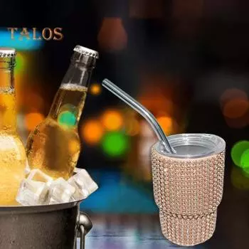 Мини-стакан для выстрелов с соломинкой, герметичная термостойкая изолированная чашка для газированной воды, кофейная кружка для пищевых продуктов розового золота