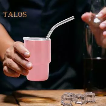 Мини-стакан с трубочкой и крышкой, термокружка из нержавеющей стали на 3 унции, герметичный изолированный стакан для коктейлей с виски A