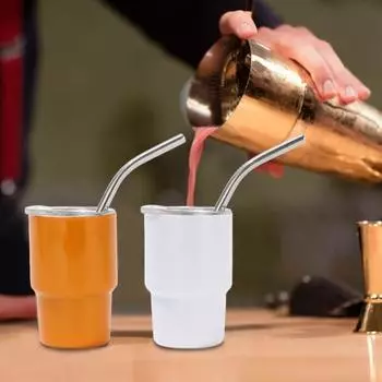 Мини-стакан с трубочкой и крышкой, термокружка из нержавеющей стали на 3 унции, герметичный изолированный стакан для коктейлей с виски A