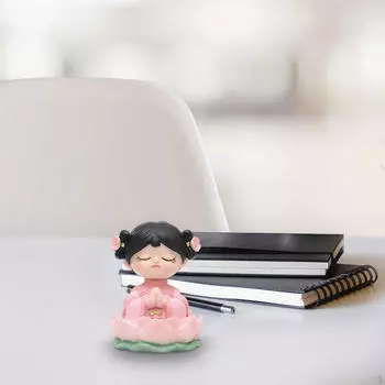 Мини-статуэтка девушки, буддийская фигурка, украшение для дома, ремесло, рабочий стол розовый