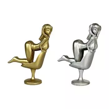 Мини-статуэтка девушки, художественное украшение, статуэтка, миниатюрная статуэтка девушки, скульптура из смолы для клуба, столовой, спальни, входа, бара золотистый