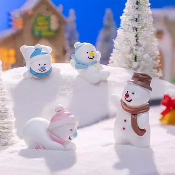 Мини-статуэтка рождественского снеговика, мультяшная битва в снежки, снеговик, украшения для сада фей Style 1