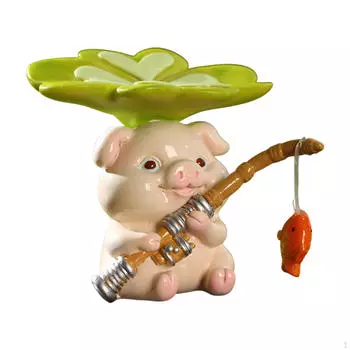 Мини-статуэтка свиньи, смоляная миниатюрная скульптура, коллекция рыбок, украшение для аквариума, фигурка для рыбной ловли
