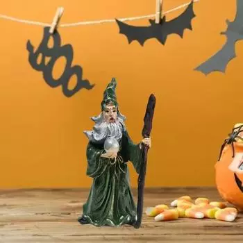 Мини-статуэтка волшебника на Хэллоуин, расписанная вручную, настольные украшения, украшение для дома, фигурки ведьм для вечеринки witch