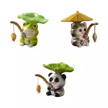 Мини-статуэтка животного, украшение аквариума, художественные поделки, фигурка рыболова, смоляная миниатюрная скульптура для полки в гостиной