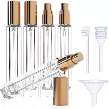 Мини-стеклянный флакон для духов 10 мл с дозатором(Прозрачный+Золотая крышка)