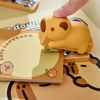 Мини-степлер Capybara 400 шт. 24/6 набор скоб мультяшный дизайн портативный скоросшиватель офисные переплетные инструменты