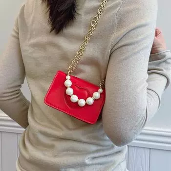 Мини Стильная Маленькая и Свежая Маленькая Квадратная Сумка Современный Темперамент Сумка Жемчуг, Новая Летняя Сумка Через Одно Плечо