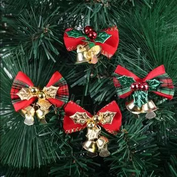 Mini Stylish Christmas Bow Bells In Rich Fabric Perfect For Holiday Embellishments Wreath