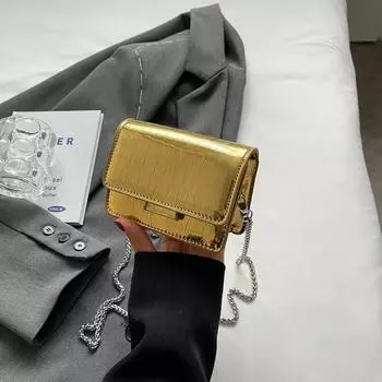 Мини-сумка через плечо для женщин, модная сумка из искусственной кожи с крокодиловой текстурой и магнитным ремешком-цепочкой для повседневных нужд