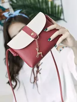 Мини-сумка через плечо из искусственной кожи с вешалкой в виде животного, регулируемый плечевой ремень, сумка для сотового телефона вино красного