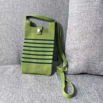 Мини-сумка через плечо, повседневная однотонная сумка для мобильного телефона, студенческая сумка-мессенджер, вязаная сумочка, держатель для ключей, помада, мешочек чёрный