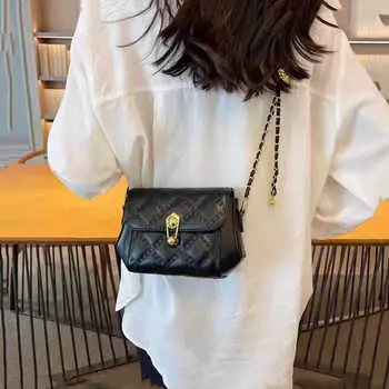 Мини-сумка через плечо с цепочкой для женщин, новая универсальная минималистичная стильная сумка на одно плечо для девочек, маленькая квадратная сумка для мобильного телефона