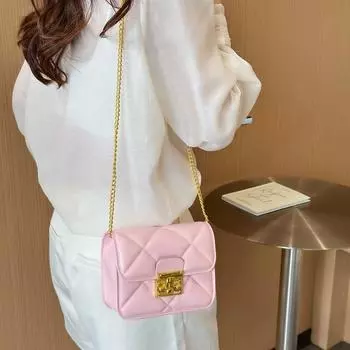 Мини-сумка через плечо с вышитыми ромбами, новая корейская версия 2024 года, простая персонализированная маленькая квадратная сумка, высококачественная маленькая сумка