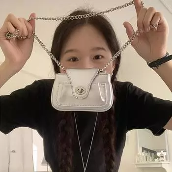 Мини-сумка через плечо с замком-пряжкой, кожаные сумки через плечо, женская помада, кошелек для монет, сумка-мессенджер с металлической цепочкой серебряный