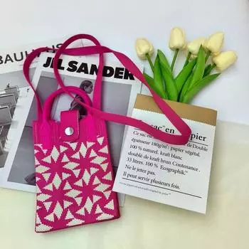 Мини-сумка через плечо, симпатичная сумка для мобильного телефона, студенческая сумка-мессенджер, вязаная сумочка, держатель для ключей, помада, мешочек