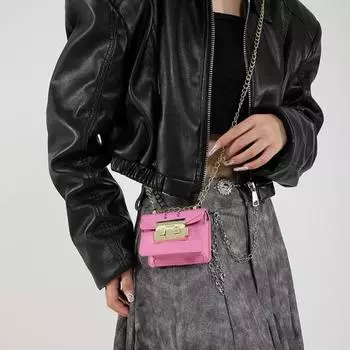 Мини-сумка через плечо в корейском стиле, маленькая квадратная сумка, модная женская сумка-помада чёрный