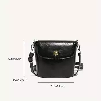 Мини-сумка через плечо в стиле ретро, роскошная однотонная сумка-ведро, женская повседневная сумка через плечо с клапаном чёрный