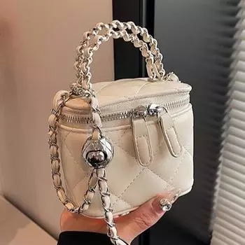 Мини-сумка через плечо Xiaoxiangfeng Premium Sense Delicate Small Crossbody Bag Handheld Bag с ромбовидной цепочкой серебряный