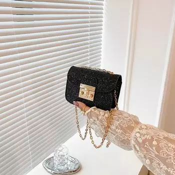 Мини-сумка через плечо, женская модная сумка-мессенджер из искусственной кожи с блестками и цепочкой для девочек, подарки