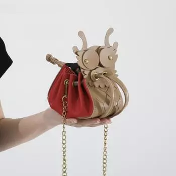 Мини-сумка China Dragon для женщин, симпатичная сумка-ведро с завязками на цепочке для помады, роскошный дизайнерский кошелек и сумочка чёрный