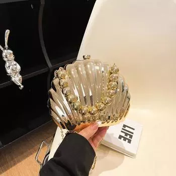 Мини-сумка для губной помады для женщин, модная и нишевая дизайнерская сумка-ракушка, универсальная акриловая сумка-цепочка на одно плечо