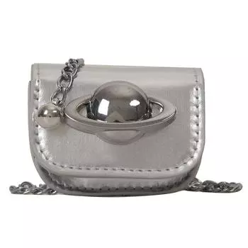 Мини-сумка для губной помады с принтом планеты и регулируемым ремешком, сумка через плечо, органайзер для губной помады, наушников, сумка на плечо для женщин и девочек серебряный