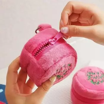 Мини-сумка для хранения для женщин и девочек, кавайная дорожная сумка, украшения, новые милые наушники, маленькая вещь, плюшевый кошелек для монет, украшения для ключей 9cm розовый