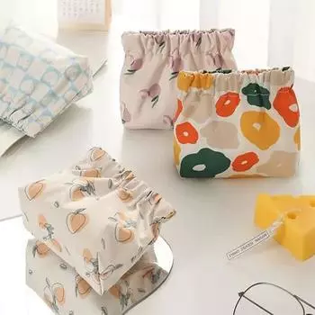 Мини-сумка для косметики с принтом, женский футляр для хранения гигиенических салфеток, портативный кошелек для мелочей, держатель для кредитных карт Pink Peach