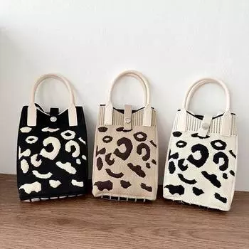 Мини-сумка для мобильного телефона, вязаные сумки через плечо ручной работы, модная корейская версия, черно-белая женская сумка на плечо с точечным дизайном белый