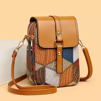 Мини-сумка для мобильного телефона, женская маленькая квадратная сумка, цветная контрастная сумка на плечо, сумка через плечо из мягкой кожи