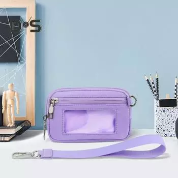 Мини-сумка для монет с прозрачным окошком, застежка-молния, портативный чехол для хранения гигиенических салфеток, телефонов, ювелирных изделий, карточек, ключей, органайзер для косметички серый