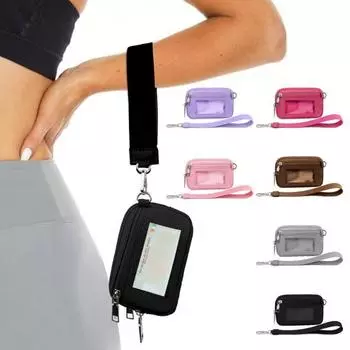 Мини-сумка для монет с прозрачным окошком, застежка-молния, портативный чехол для хранения гигиенических салфеток, телефонов, ювелирных изделий, карточек, ключей, органайзер для косметички серый