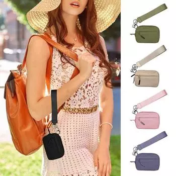 Мини-сумка для монет с ремешком на запястье и несколькими отделениями для карточек, застежка-молния, портативный чехол для хранения гигиенических прокладок, телефона, ювелирных изделий, косметички небесно-голубой